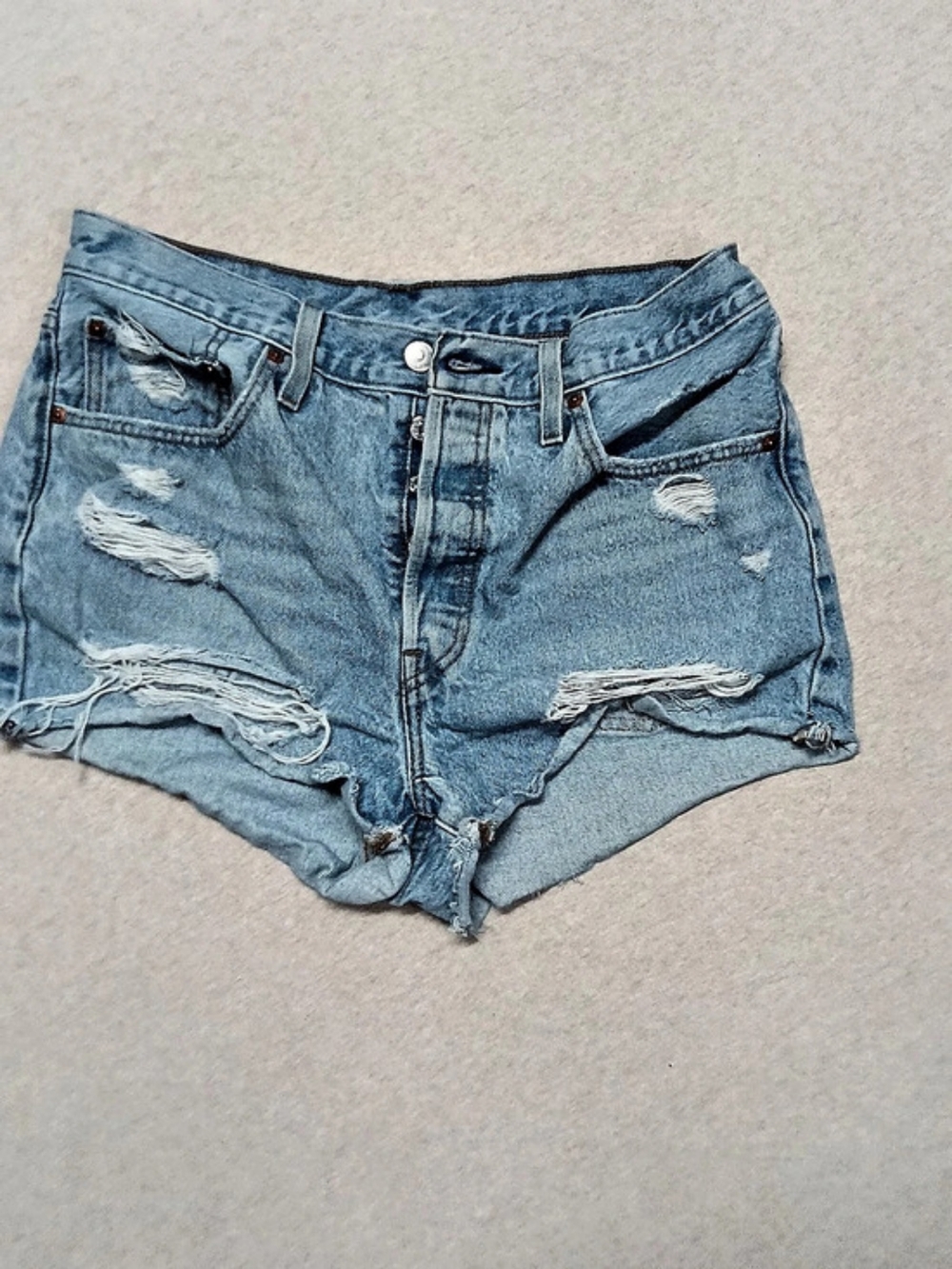 Levi's 501 Distressed Denim Jean Shorts Blue Waist 30